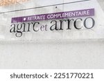 Small photo of Bordeaux , Aquitaine France - 01 18 2023 : agirc et arrco logo brand and text sign of french complementary private pension complements the basic pension office for pensioner