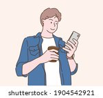 young business man drinking... | Shutterstock .eps vector #1904542921