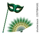 green carnival venetian mask ... | Shutterstock .eps vector #1537084181