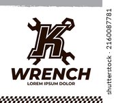 wrench icon on letter k logo... | Shutterstock .eps vector #2160087781