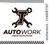 wrench icon on letter t logo... | Shutterstock .eps vector #2160087787
