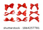 gift bows silk red ribbon with... | Shutterstock .eps vector #1864257781