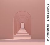 Pink archway, Tunnel, Display, Backdrop, 3D Rendering.