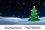 christmas tree  snow night  | Shutterstock . vector #746748544