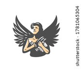 angel with pencil and book logo ... | Shutterstock .eps vector #1781065304