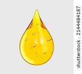 
Cooking Oil, Honey drop with air bubbles isolated. Icon of drop of oil or honey