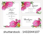 wedding floral invitation set... | Shutterstock .eps vector #1432044107