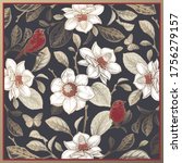 floral pattern. magnolia tree... | Shutterstock .eps vector #1756279157