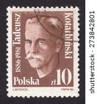 Small photo of POLAND - CIRCA 1986: stamp printed by Poland, shows Tadeusz Marian Kotarbinski-Polish philosopher and logician, a representative of the Lvov-Warsaw school, circa 1986