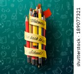 colorful pencil crayons with... | Shutterstock .eps vector #189077321