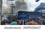 Small photo of CHONBURI , Thailand on February 28, 2024 at 09:00 o'clock. conflagration damaged nearly the entire house. Wooden house burning. fire