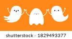 three ghost set line. happy... | Shutterstock .eps vector #1829493377