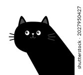 cute black cat kitten face head ... | Shutterstock .eps vector #2027950427