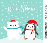 Let It Snow. Kawaii Penguin...