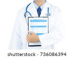 asian doctor holding medical... | Shutterstock . vector #736086394