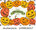 halloween design template. hand ... | Shutterstock .eps vector #1498818317