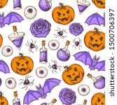 halloween seamless pattern .... | Shutterstock .eps vector #1500706397