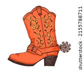 cowboy boot. hand drawn vector... | Shutterstock .eps vector #2155788711