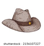 cowboy hat. hand drawn vector... | Shutterstock .eps vector #2156107227