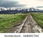 Dirt road to the Bridger Mountain Range, Montana
