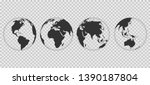 set of transparent earth globes.... | Shutterstock .eps vector #1390187804