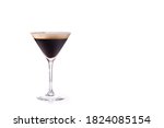 Martini espresso cocktail isolated on white background. Copy space