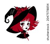 cute young witch in a hat | Shutterstock .eps vector #2047578854