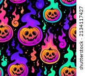 seamless halloween pattern of... | Shutterstock . vector #2134117427