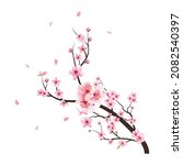 cherry blossom with watercolor... | Shutterstock .eps vector #2082540397