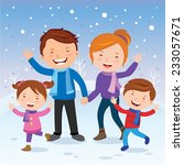 winter fun. cheerful family in... | Shutterstock .eps vector #233057671