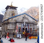 Small photo of Kedarnath temple, Uttarakhand, India - October 26, 2018: Kedarnath Temple is a Hindu temple dedicated to Lord Shiva, One of the four important parts of the Chota Char Dham Yatra.