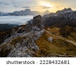 Dolomites, Passo Giau and Snake Road photographed with the drone during the foliage period