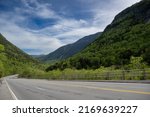 Small photo of Crawford Notch Road route 302 as it enters Crawford Notch State Park in New Hampshire, United States
