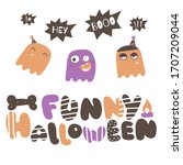 halloween doodle greeting card. ... | Shutterstock .eps vector #1707209044
