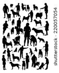people and dogs silhouettes set | Shutterstock .eps vector #220057054