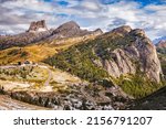 Passo Falzarego is a mountain pass in the Italian Dolomite Mountains