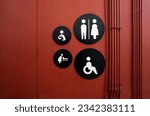 Public toilet sign. woman  men  ...