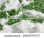 Small photo of Sustainable aviation fuel concept. Net zero emissions flight. Sustainability transportation. Eco-friendly aviation fuel. Air travel. Future of flight with green innovation. Airplane use biofuel energy