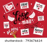 set love mail  hand drawn... | Shutterstock .eps vector #793676614