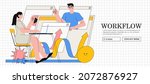 freelance team working online... | Shutterstock .eps vector #2072876927