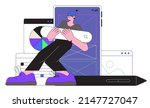 man working on mobile... | Shutterstock .eps vector #2147727047