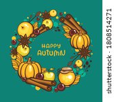 traditional autumn wreath with... | Shutterstock .eps vector #1808514271