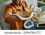 Close up of white rat snake...