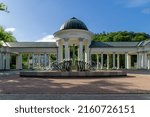 Colonnade (Kolonada) of cold mineral water springs in czech spa city Marianske Lazne (Marienbad) - Czech Republic, Europe