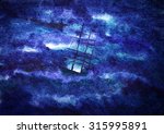 Sailing Ship And A Night Storm