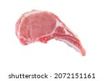 Small photo of Pork tomahawk isolated on white background.With clipping path.
