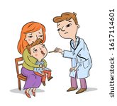 doctor examines ill child being ... | Shutterstock .eps vector #1617114601