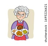 grandma prepared her best... | Shutterstock .eps vector #1695226621