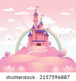 FairyTale landscape, the road leading to the princess castle. Vector illustration