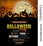 halloween party invitation with ... | Shutterstock .eps vector #724469911